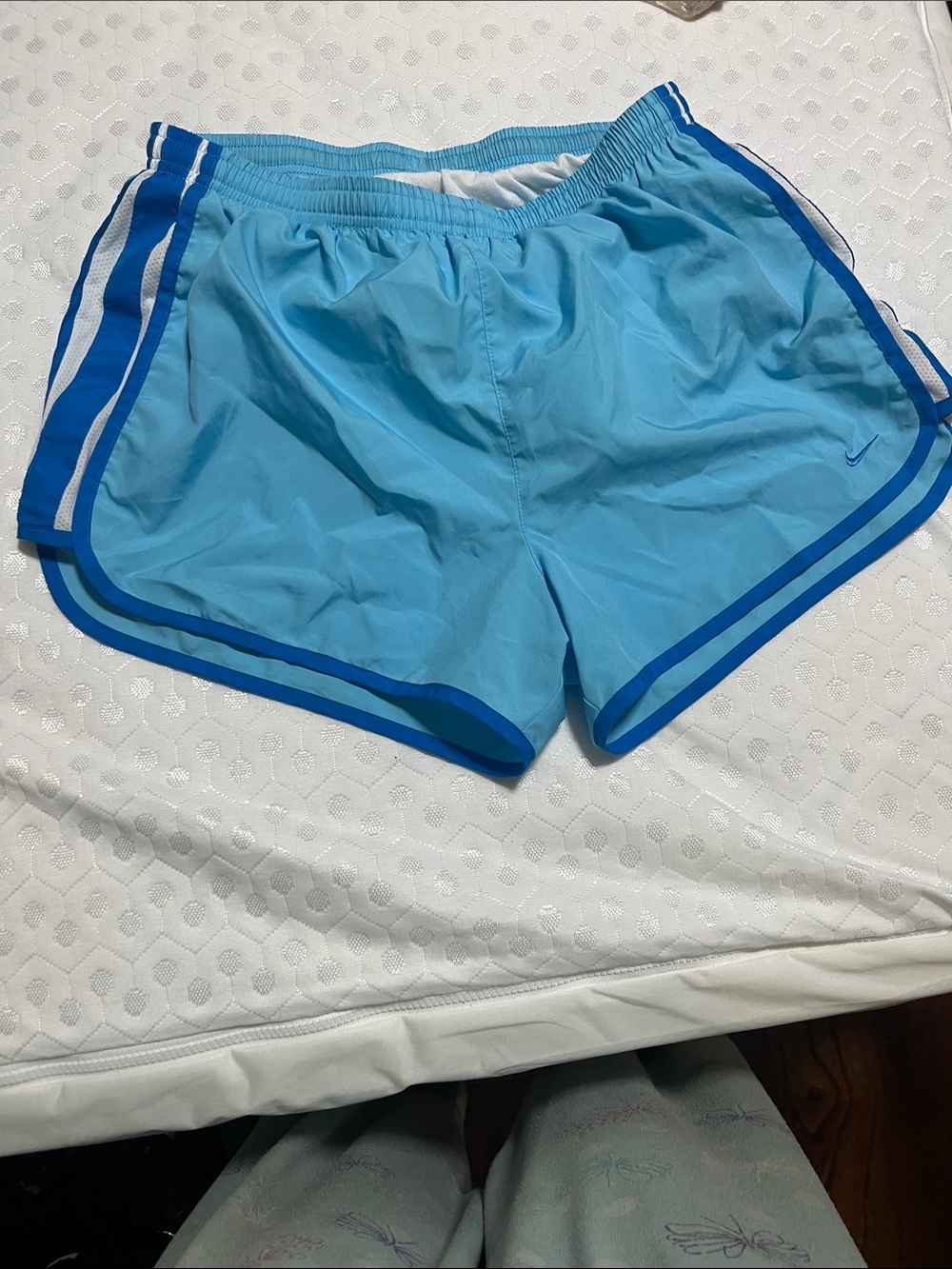 Nike Light Blue Running Shorts with Royal Blue Trim